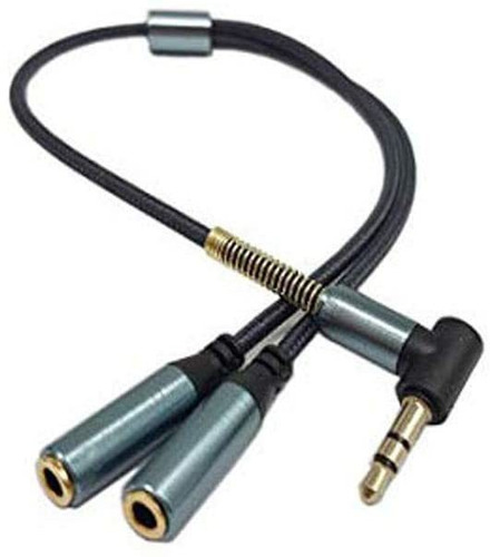 Cable Divisor De Audio 3,5mm Macho A Dos Hembra, 90 Grados