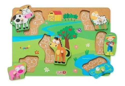 Imagen 2 de 3 de Juego encastre madera con agarre didácticos infantil