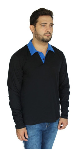 Imagem 4 de 8 de Camisa Polo Plus Size Manga Longa Comprida Camiseta Masculin