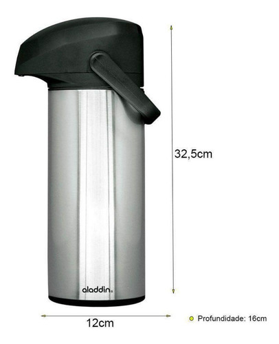 Imagem 3 de 4 de Garrafa Termica De Pressao Massima Inox 1 Litro Aladdin