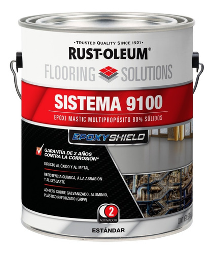 Imagen 2 de 8 de Pintura Epoxica Rust Oleum 9100 Base Y Activador Est 7.57 L