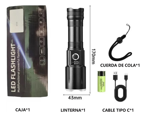 Linterna Portátil De Luz De Carretera Con Zoom 3000 Lm