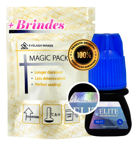 Cola Para Cílios Elite De 3g/3ml Cor Preto X Unidade
