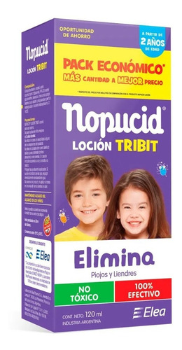 Imagen 1 de 3 de Nopucid Loción Tribit Elimina Piojos Y Liendres X 120 Ml
