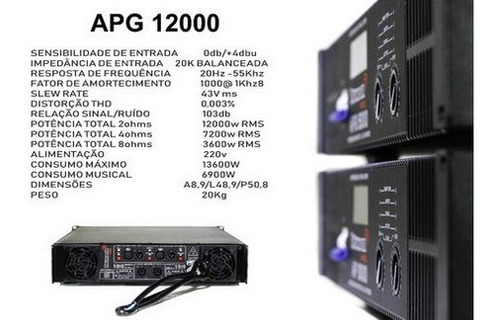 Amplificador Profissional Apg12000 Thunder Light 12000w Rms