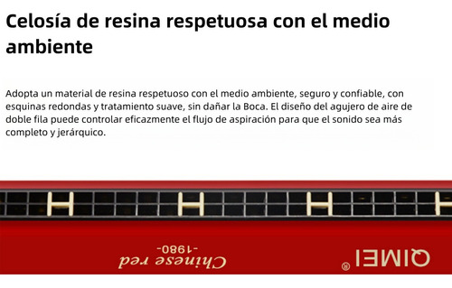 24 Hoyos 48 Tonos Armonica Con Estuche Rigido C Polifónico C Rojo