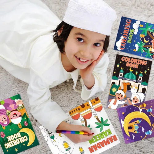 Set De Libros Para Colorear Cinrobiye Ramadan Con 24 Crayone
