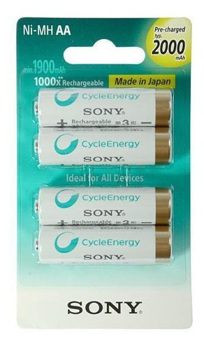 Pilha Recarregável Aa Sony Nh-aa-b4kn 2000mah 1.2v - 4 Uni