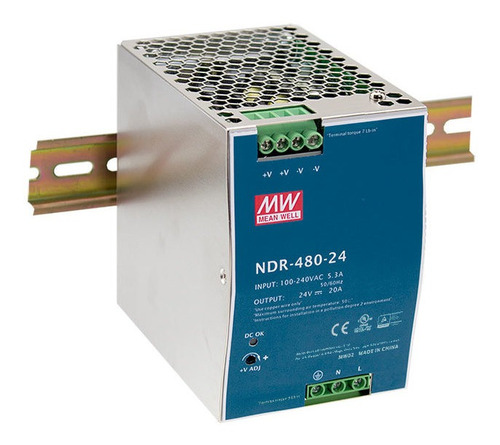 Fuente De Poder Mean Well Ndr-480-24 Riel Din 24vdc 480w 20a