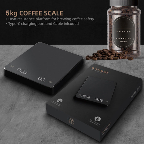Báscula De Café Digital Con Temporizador, Led, 5 Kg Como Máx