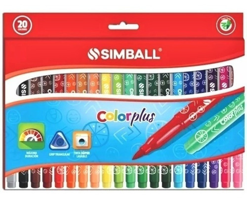 Imagen 1 de 1 de Marcadores Escolares Color Plus X20 Simball
