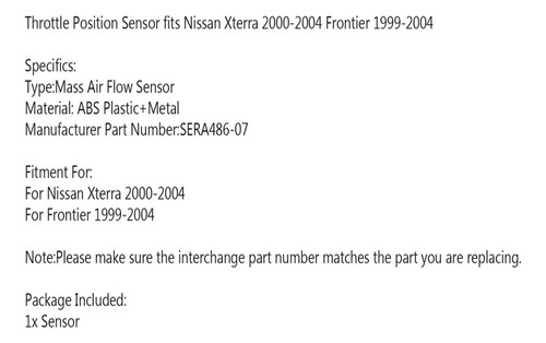 Sensor De Posición Acelerador Para Nissan Xterra Frontier