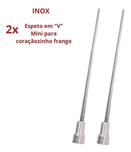 2x Espeto Mini Inox Lâmina 50cm Churrasco Coração Laurindos