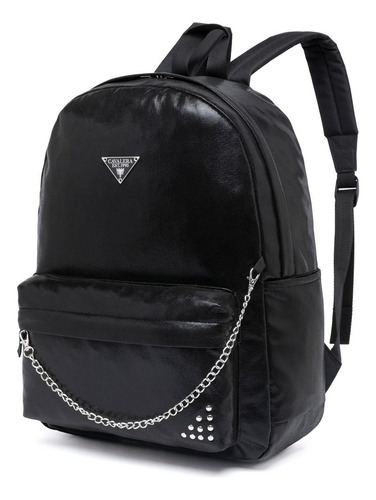 Mochila Cavalera Resistente Bolsa Faculdade Cor Preto Desenho Do Tecido Lisa
