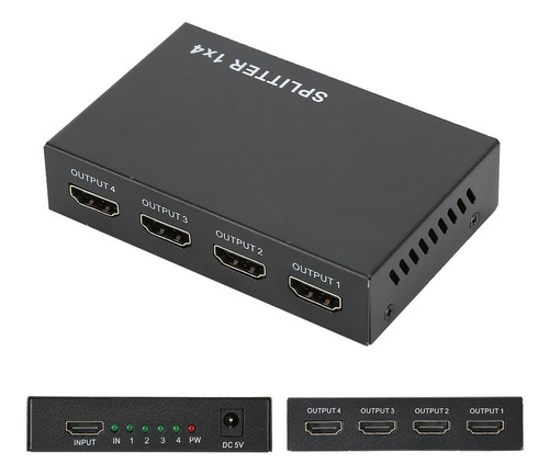 Divisor Hdmi, 1 Entrada, 4 Salidas, Hub, Repetidor De 4 Puer