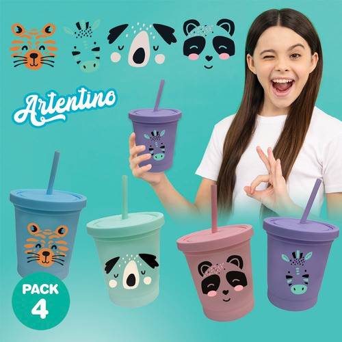 Pack 24 Vaso Jarro Infantil Escolar Sorbete Nene Nena Niños