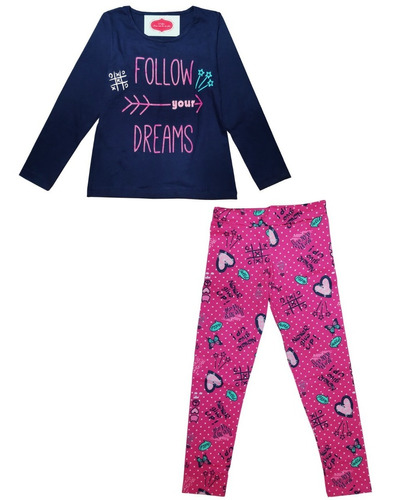 Kit Com 4 Conjunto Roupa Infantil Juvenil Menina Inverno Tamanho 10 12 14 Manga Longa Com Calça Legging Leg Atacado Top