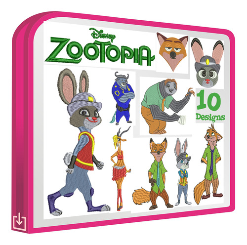 Zootopia Set 10 Matrices Bordadora Caricatura Bordar Ropa