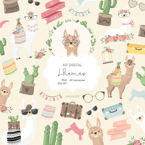 Kit Cliparts Imagenes Llamas Imprimible