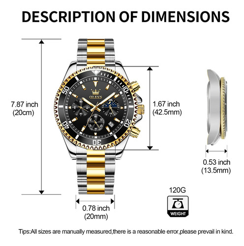 Olevs Relojes Para Hombre Cronógrafo De Cara Grande Relojes