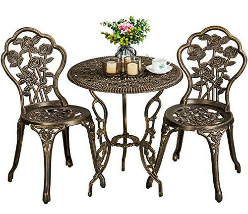 Yaheetech 3-piece Outdoor Bistro Set W/rose Design