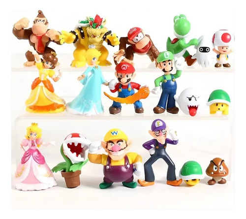 Set De 18 Figuras Super Mario Bros 7 Cm Nintendo