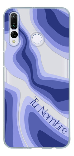 Funda Para Huawei Para Mujer Curvas Azules Con Tu Nombre