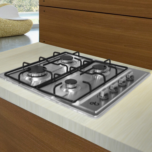 Parrilla A Gas Empotrable Eb 4 Quemadores Acero Eb-455 Color Plateado