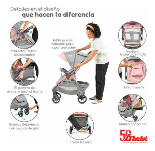 Carriola D Bebé Reversible Travel System Max Rosa Rosa