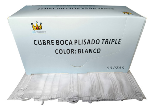  Rmx 1 Cj Cubre Boca Tricapa / Plisado Blanco Termosellado