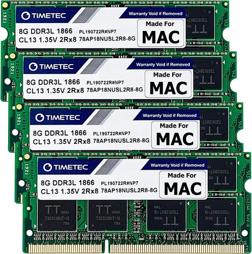 Kit De Memoria Ram Timetec, 4x8 Gb, Ddr3l, 1866 Mhz, 204 Pin