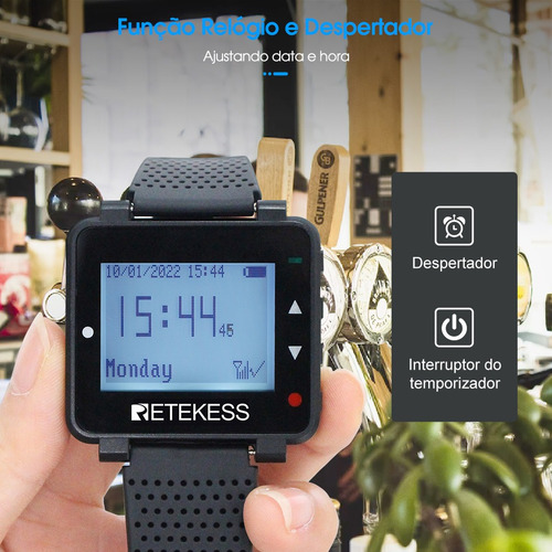 Relógio Receptor Com Botão De Chamada Sem Fio T128 Td008 2x3