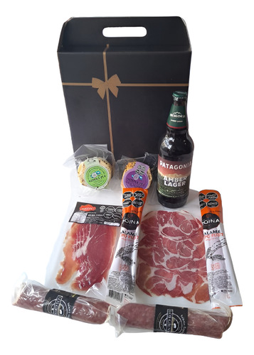 Regalo Picada Fiambres Quesos Bebida Box Premium