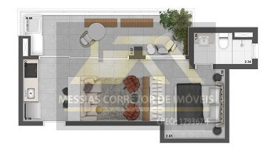 Imagem 2 de 13 de Apartamentos 1 Dormitórios E 1 Vaga - Upper - Brooklim - 42 Metros - 75