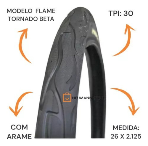 Par Pneu Pirelli Tornado Beta 26x2.125 Flame Balão 2 Câmaras