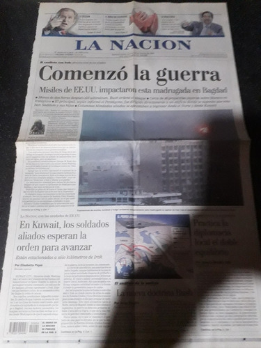 Tapa Diario La Nación 20 3 2003 Guerra Irak Bush Saddam 