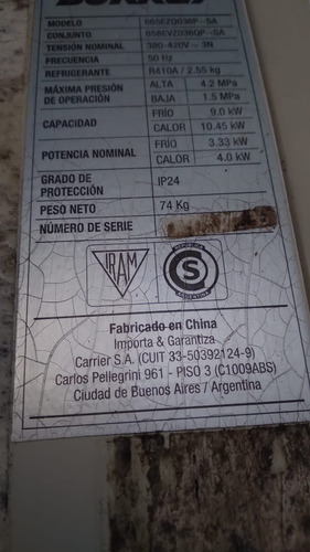 Surrey Frio Calor Blanco 380v Usado Muy Poco Uso Impecable Blanco (Usado)