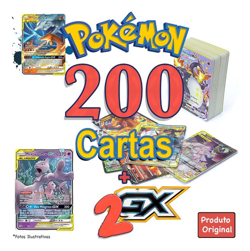 Lote 200 Cartas Pokemon+2gx 