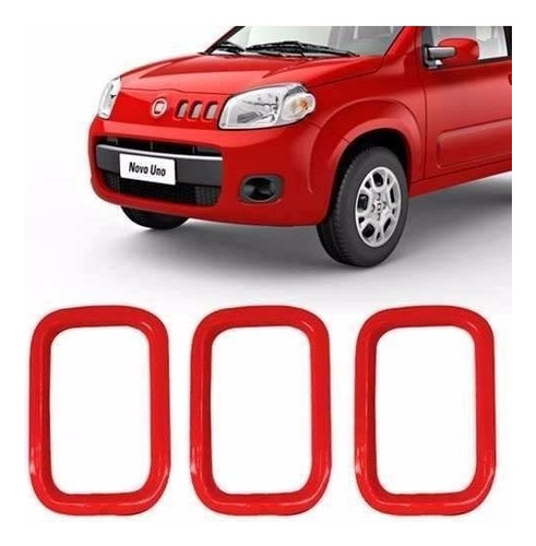 Aplique Da Moldura Auxiliar Grade Vermelha Fiat Uno 2014