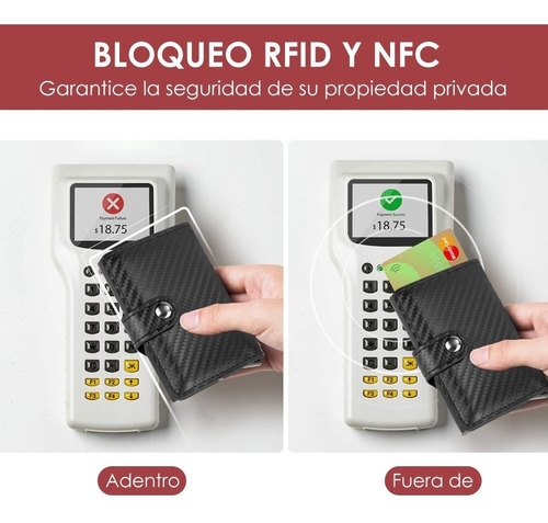 Imagen 4 de 8 de Cartera Tarjetero De Cuero Hombre Con Rfid Bloqueo Antirrobo