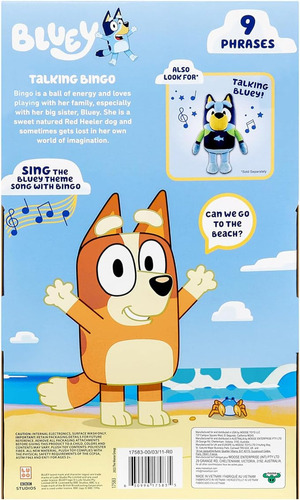 Firefly Peluche Parlante Bluey Talking Beach Bingo.13 Con 9