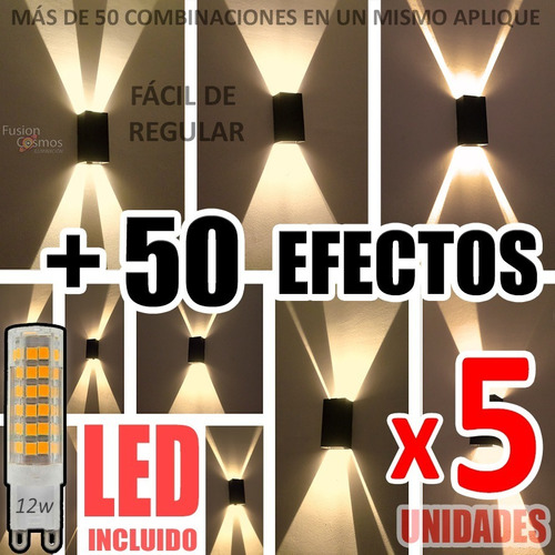 Imagen 1 de 10 de Aplique Pared Interior Luz Efecto Transformable Fx Pack X5un