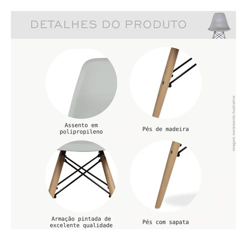 Cadeira Eiffel Charles Eames Preta Com Base De Madeira