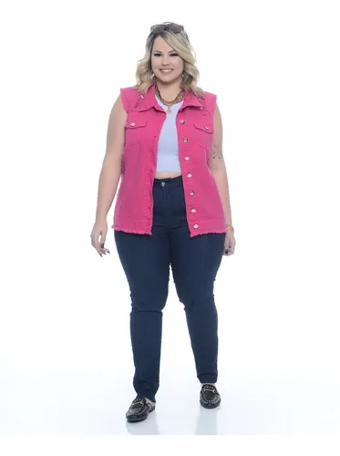 Colete Jeans Feminino Colorido Tend ncia Moda Do P Ao Gg Frete