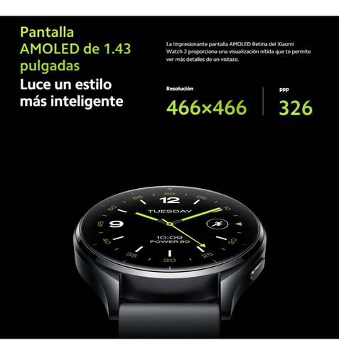 Reloj Inteligente Xiaomi Watch 2 Negro Amoled Gps Wifi 5 5.2