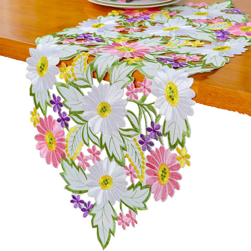 Amared Spring Daisy - Caminos De Mesa Bordados Con Flores Pa