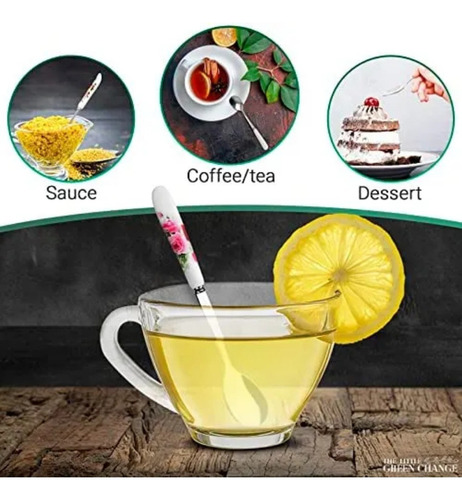 Juego De 6 Cucharas De Café Para Cafetería, Diseño Floral