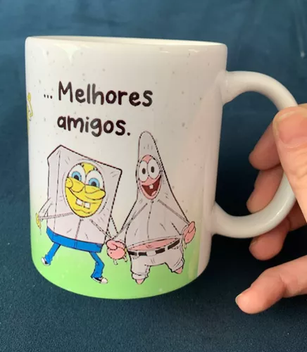 Caneca Bob Esponja e Patrick Colegas Amigos Melhores Amigos