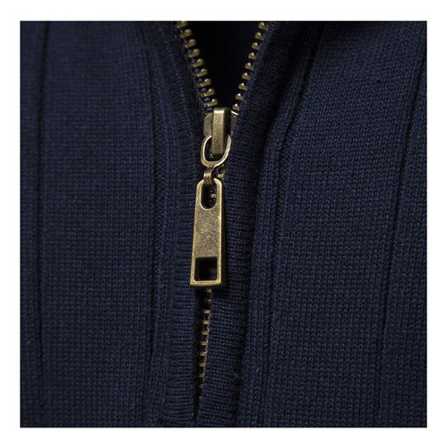 Suéter Cuello Alto Para Hombre Media Cremallera Color Sólido