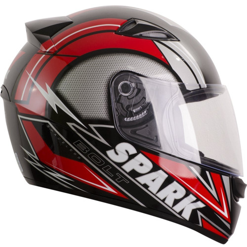 Capacete Ebf New Spark Bolt 60 Preto Vermelho Casco Abs